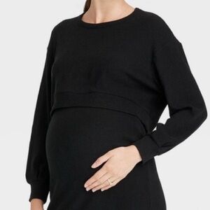 Isabel Maternity Womens Long Sleeve Cropped Sweater Ribbed Size XL Black